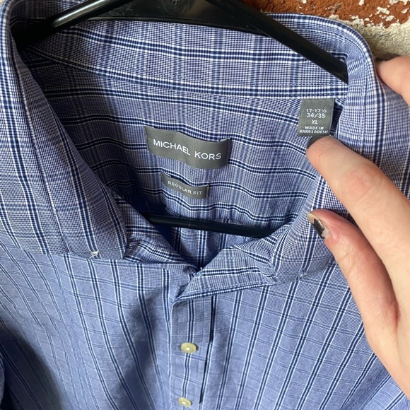 Men’s Michael Kors Blue/Purple Regular Fit Dress Shirt - Picture 2 of 4